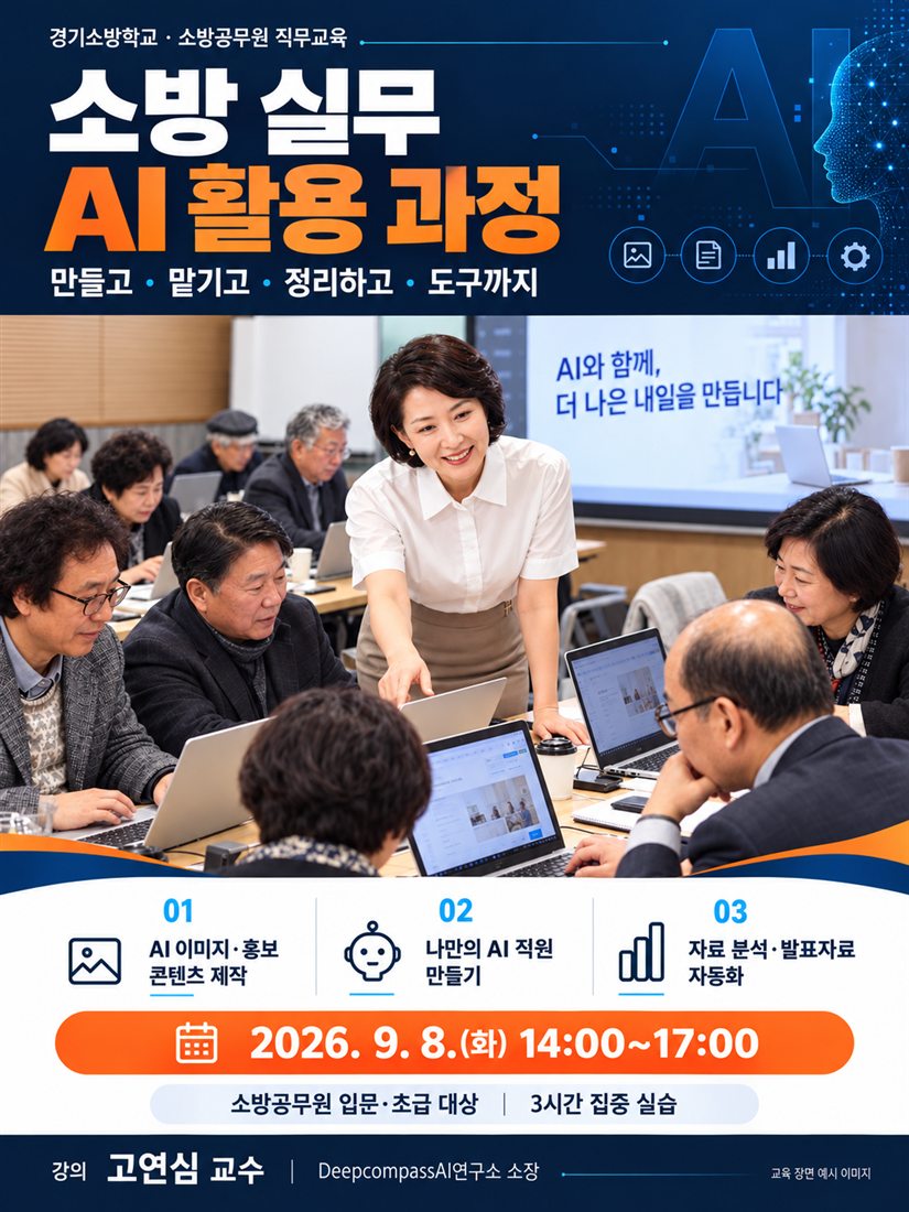 경기소방학교 소방공무원 직무교육 소방 실무 AI 활용 과정 포스터